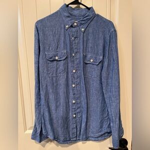 Men’s Club Monaco Linen Collared Shirt